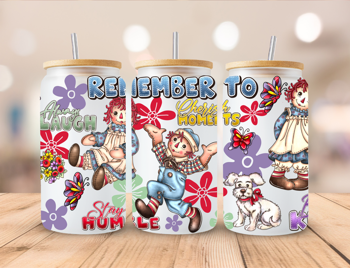Raggedy Ann - 16 oz Libby UV DTF Wrap EXCLUSIVE DESIGNED