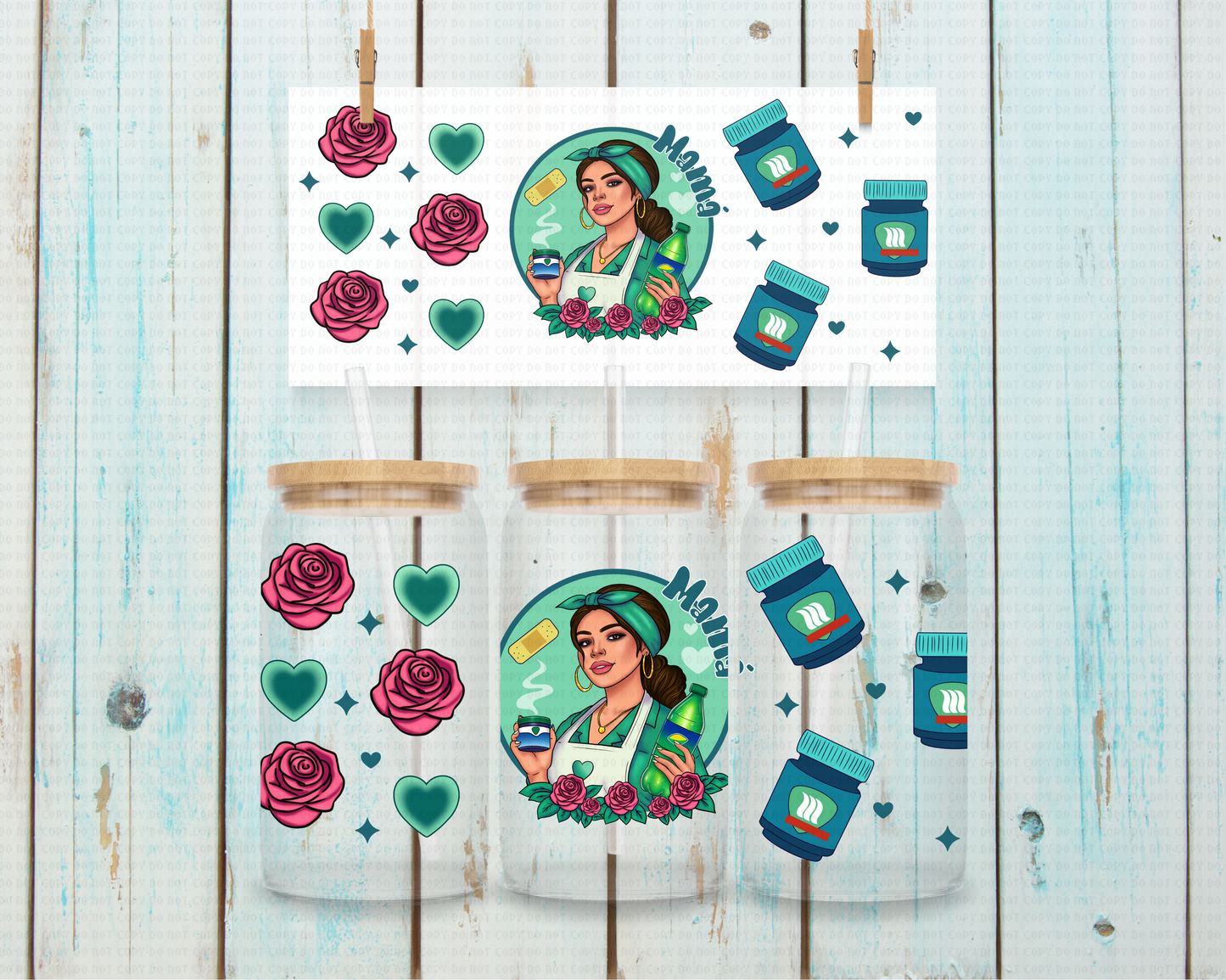 Latina Mom Vicks - 16 oz / 20 oz Libby UV DTF Wrap Lumiistell Designs EXCLUSIVE