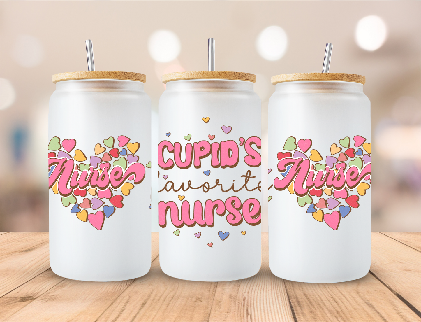 Valentines Cupids Favorite Nurse - 16 oz / 20 oz Libby UV DTF Wrap