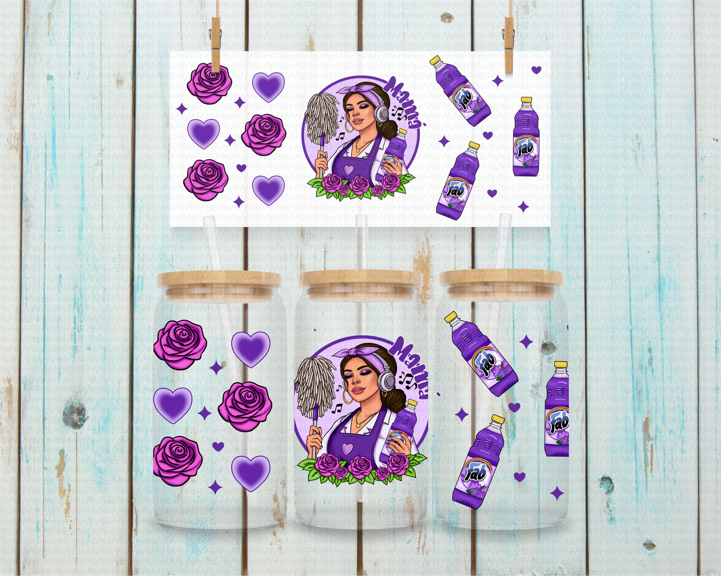 Latina Mom Fabuloso - 16 oz / 20 oz Libby UV DTF Wrap Lumiistell Designs EXCLUSIVE