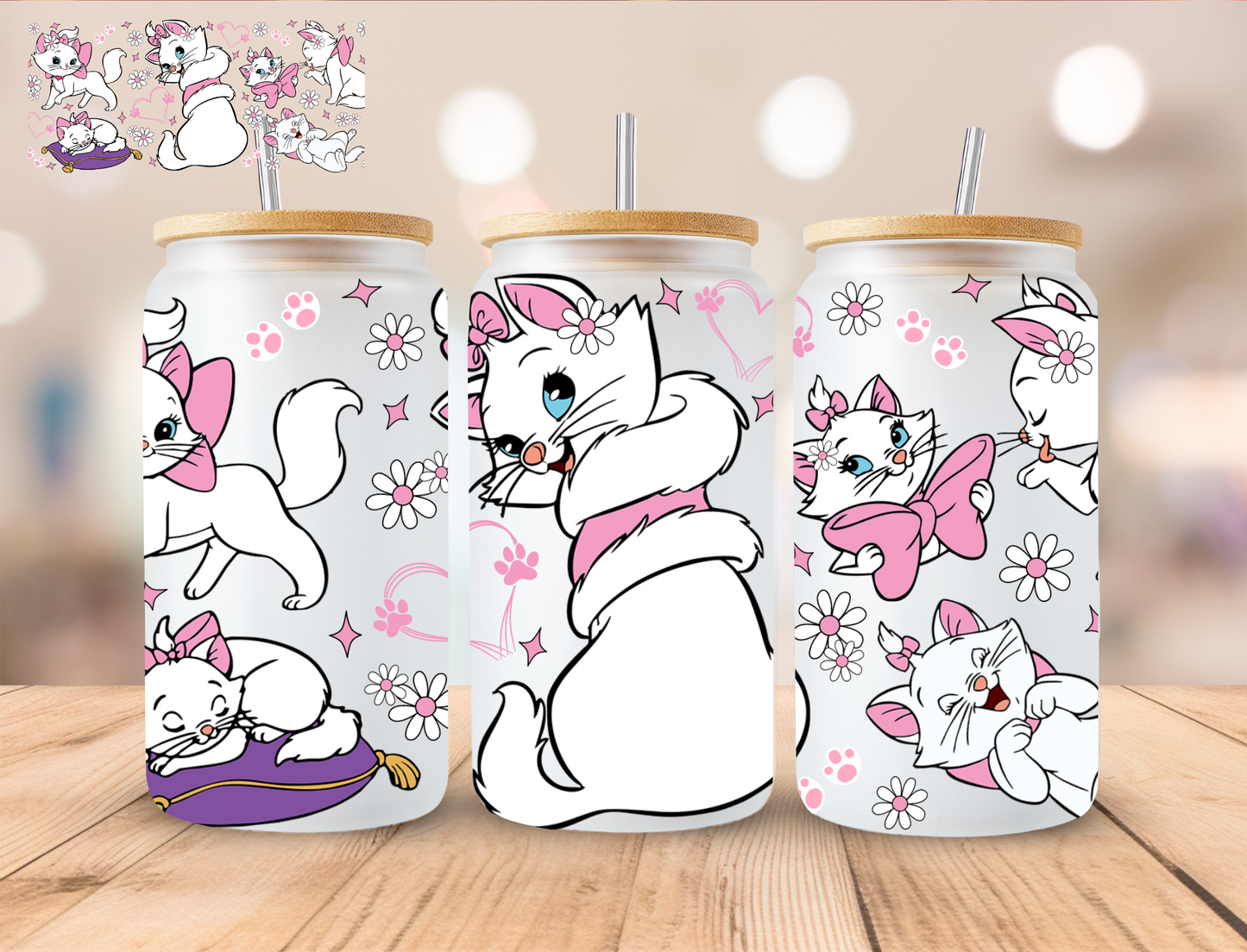 Marie Cat - 16 oz / 20 oz Libby UV DTF Wrap