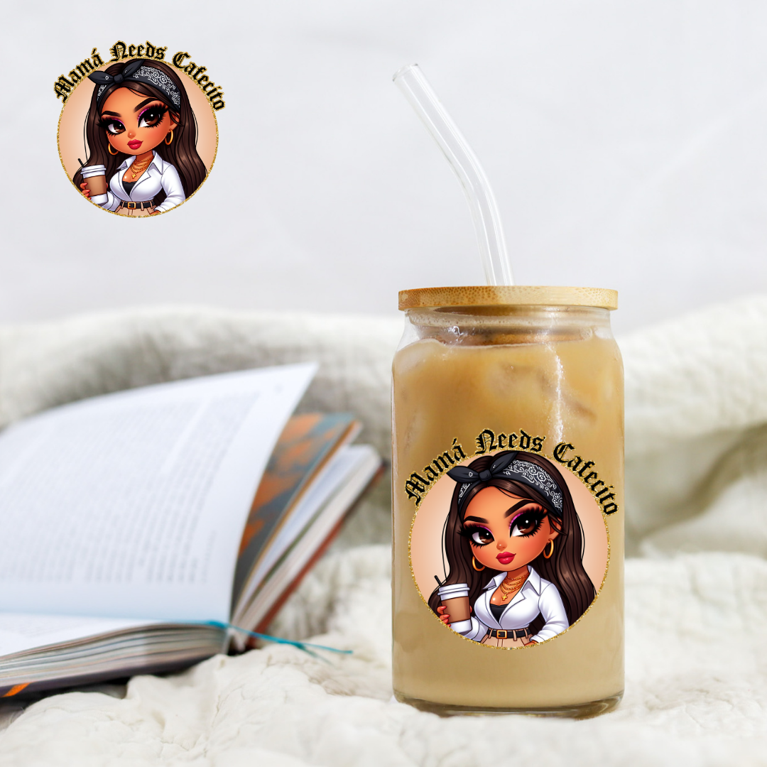 Chicano Orange Mama Needs Cafecito - UV DTF Libby Decal