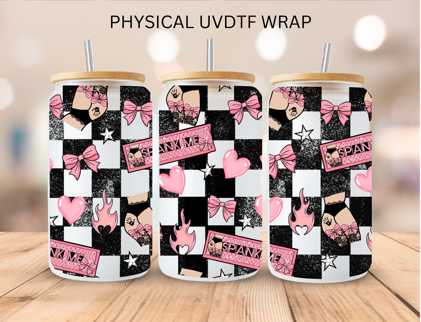 Spank Me Checkered - 16 oz / 20 oz Libby UV DTF