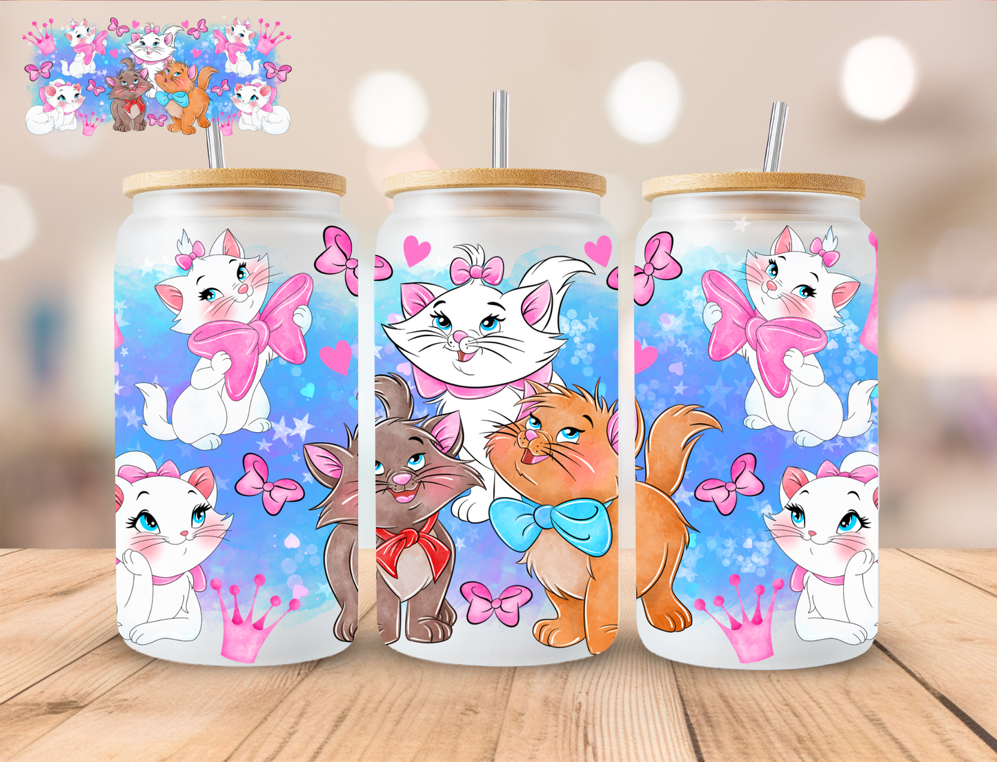 Marie Cat Splatter - 16 oz / 20 oz Libby UV DTF Wrap