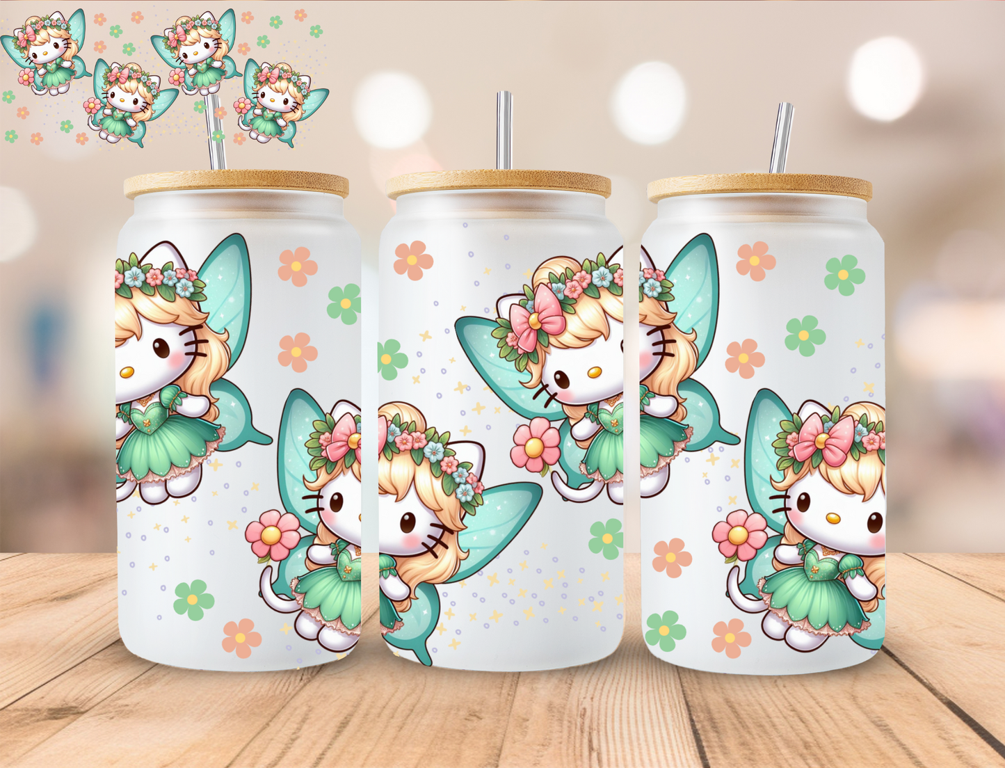 Fairy Kitty - 16 oz / 20 oz Libby UV DTF Wrap