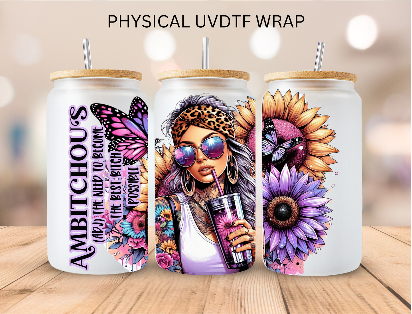 Colorful Sunflowers Ambitchous - 16 oz / 20 oz Libby UV DTF