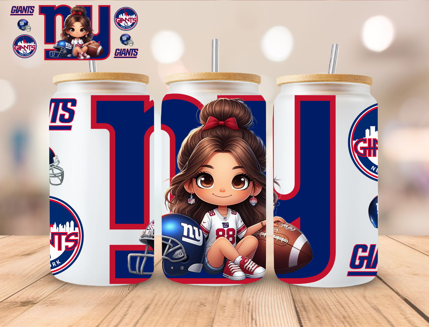 Giants Football Girl - 16 oz / 20 oz Libby UV DTF Wrap