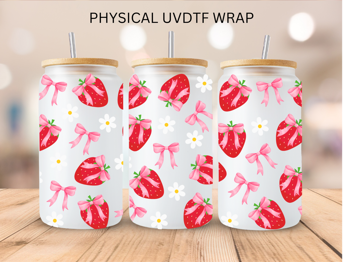 Coquette Raspberries - 16 oz / 20 oz Libby UV DTF Wrap