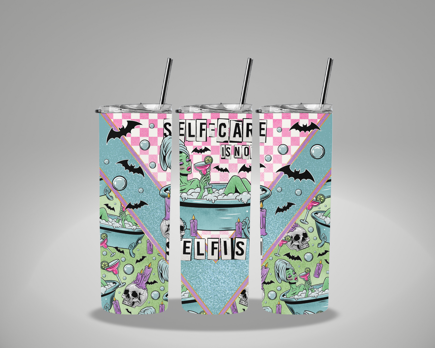 Self Care Is Not Selfish Zombie - 20oz Skinny Tumbler Wrap GRAVITEE EXCLUSIVE