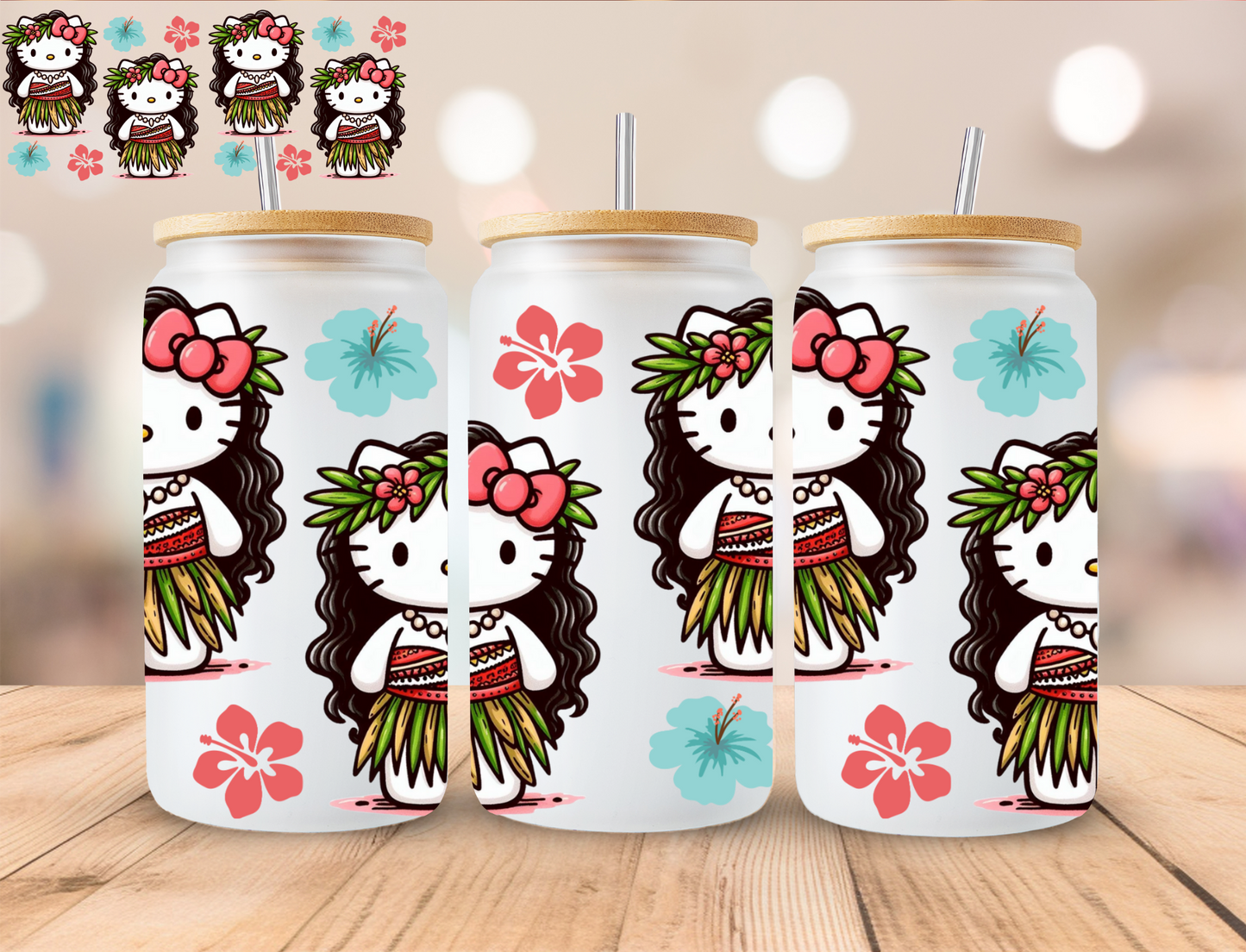 Kawaii Kitty Moana - 16 oz / 20 oz Libby UV DTF Wrap (Copy)