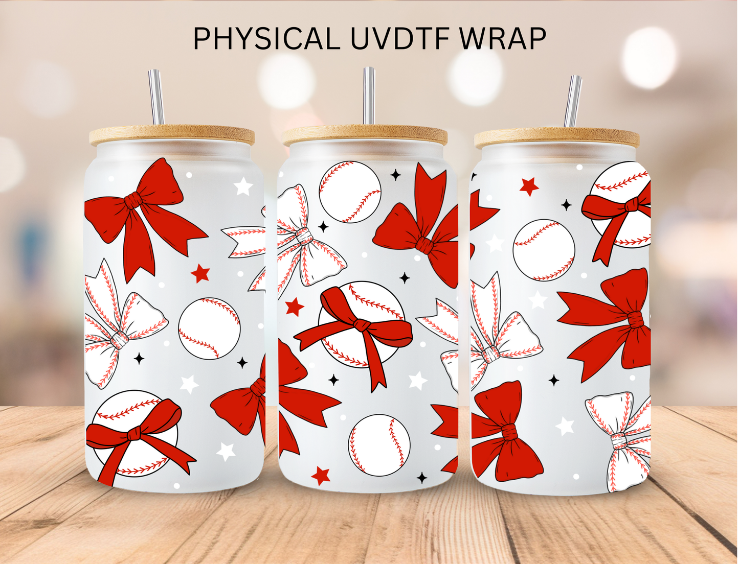 Baseball Bows - 16 oz / 20 oz Libby UV DTF