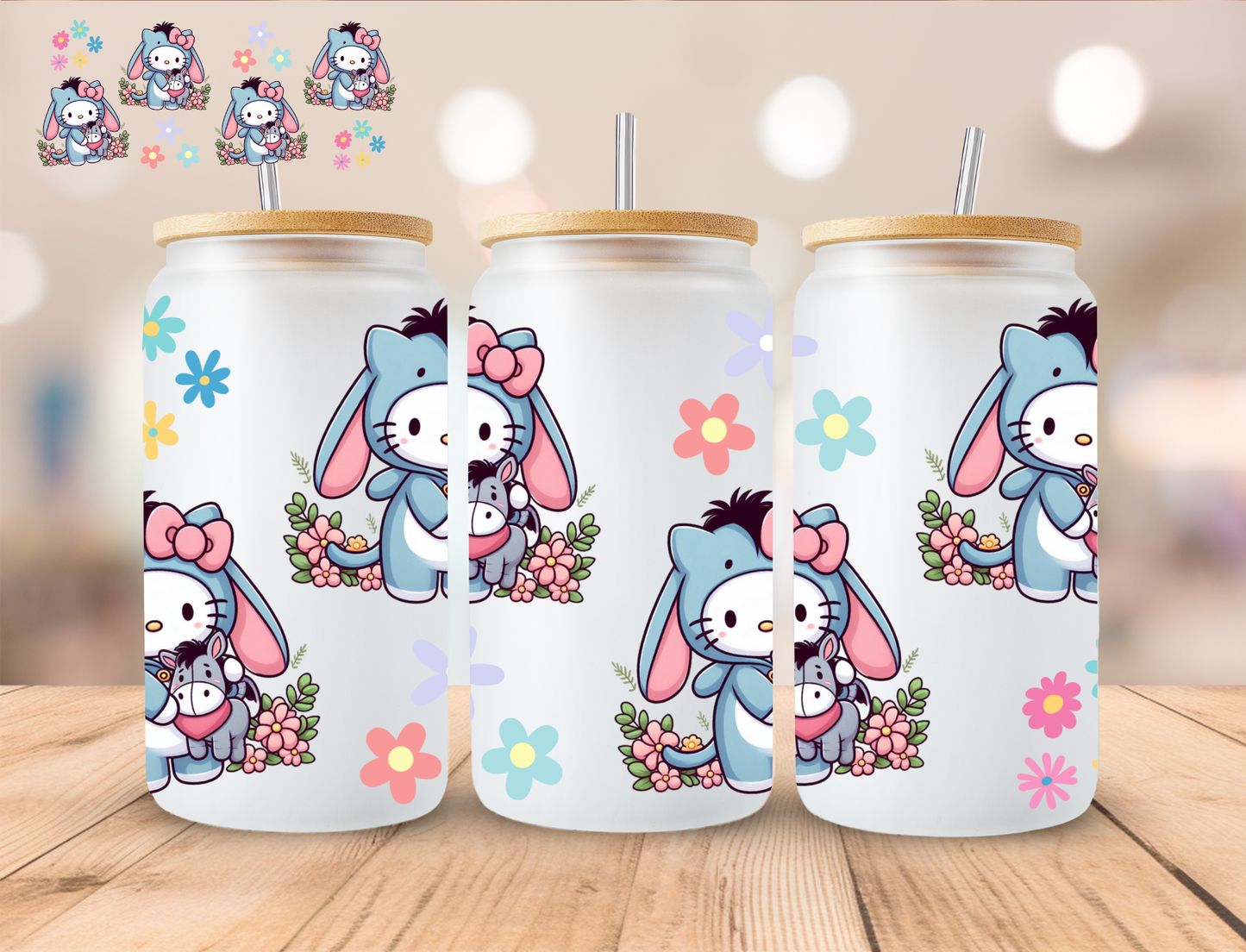 Kitty Donkey Coffee - 16 oz / 20 oz Libby UV DTF Wrap