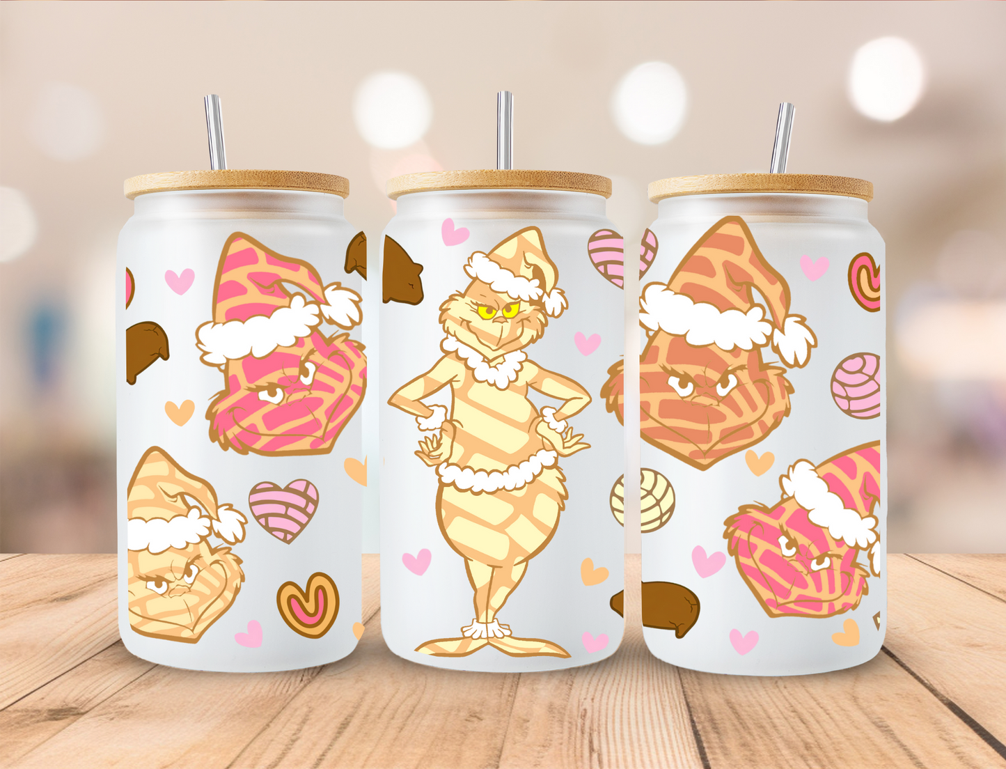 Christmas Mean Green Concha - 16oz Libby UV DTF Wrap RTS