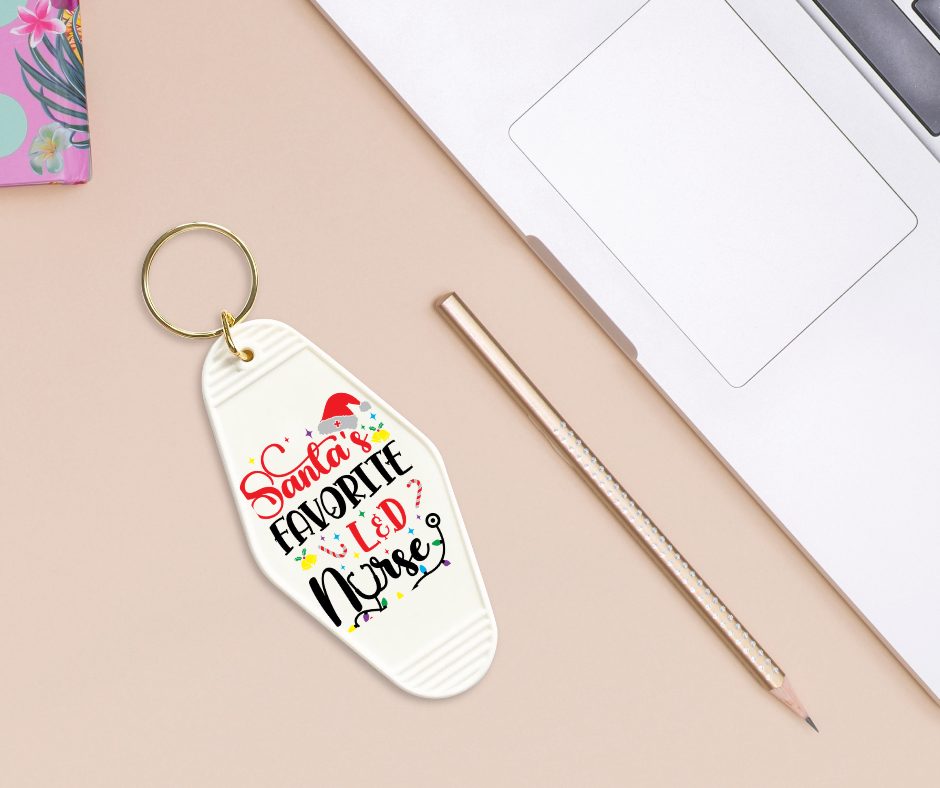 Santa's Favorite L&D Nurse - UVDTF Motel Keychain Set Of 6 RTS