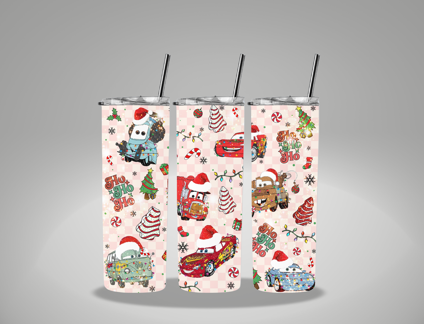 Christmas Toy Cars - 20oz Skinny Tumbler / 25 Oz Glass Tumbler Wrap