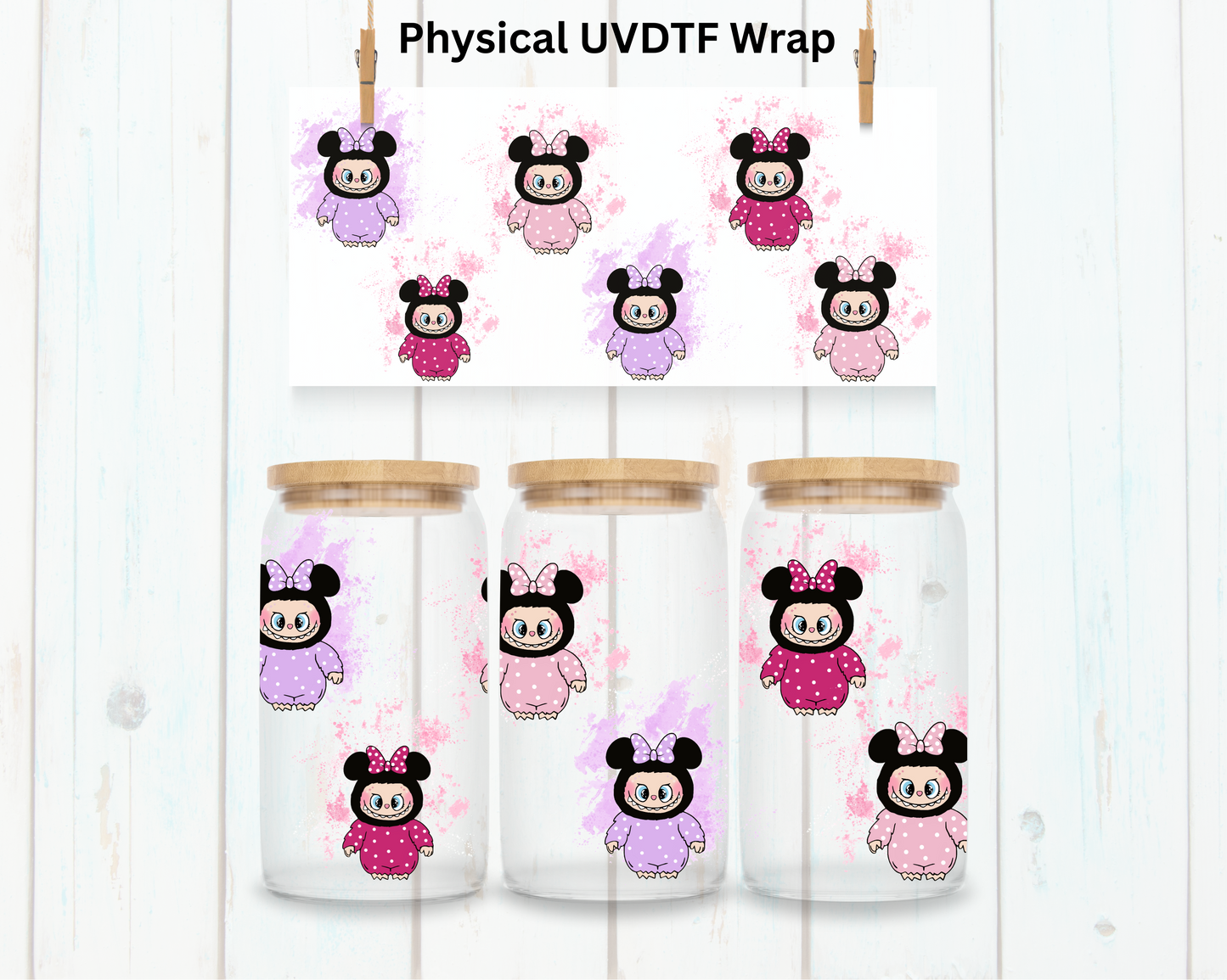 Small Mouse Pastel LaBu Bears Head - 16 oz / 20 oz Libby UV DTF