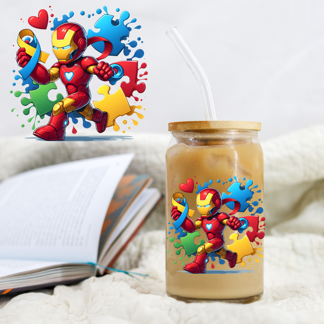 Autism Iron Suit Hero - UV DTF Libby Decal
