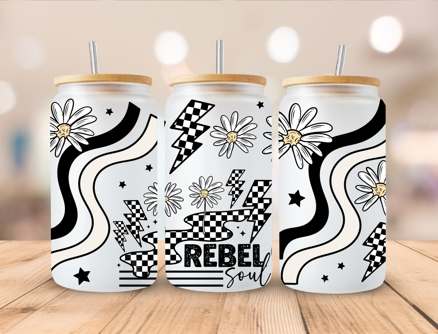 Retro Rebel Soul - 16 oz / 20 oz Libby UV DTF Wrap