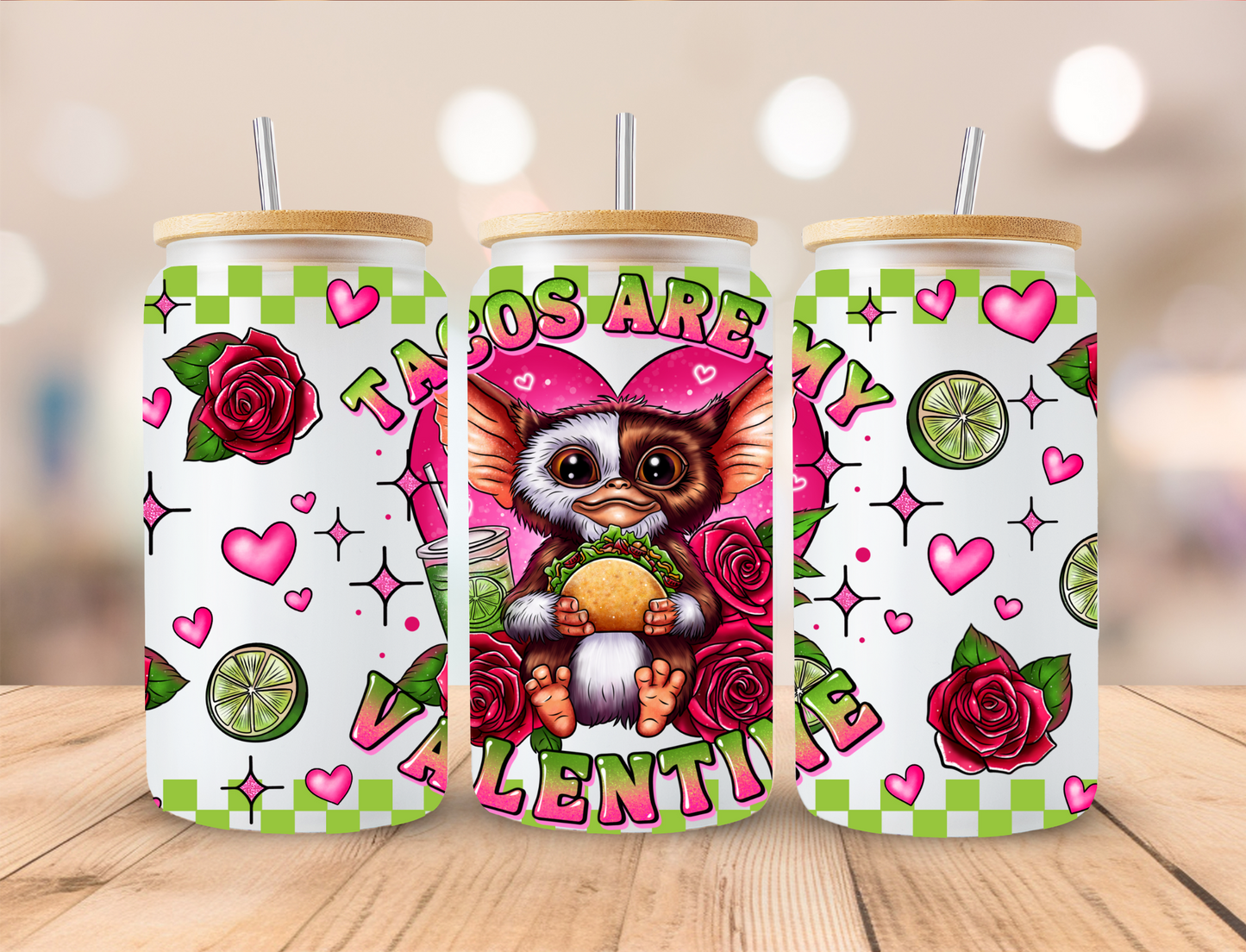 Gremlin Tacos Are My Valentine - Libby UV DTF Wrap EXCLUSIVE DESIGNED