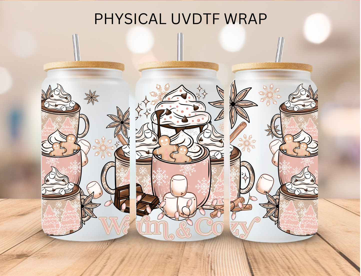 Christmas Hot Chocolate - 16 oz / 20 oz Libby UV DTF Wrap
