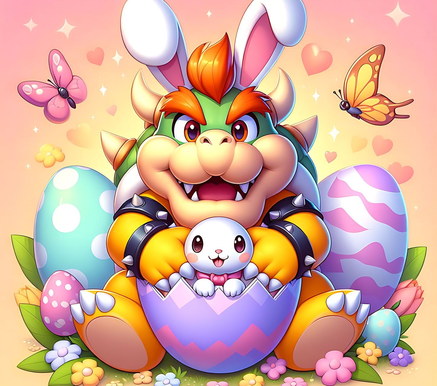 Easter Print Turtle Bunny In Egg - 20 Oz Straight Sublimation Transfer