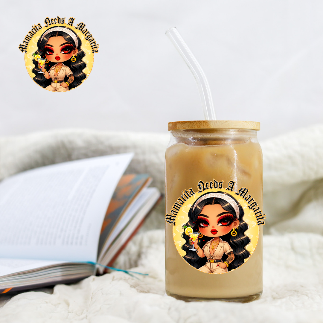 Chicano Yellow Mamacita Needs A Margarita - UV DTF Libby Decal