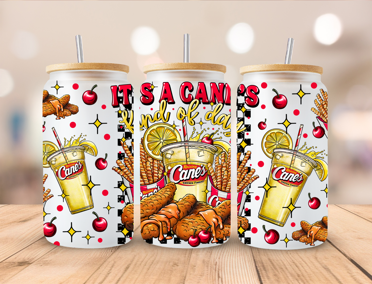 It's A Canes Kind Of Day Lemonade - 16 oz Libby UV DTF Wrap EXCLUSIVE DESIGNED