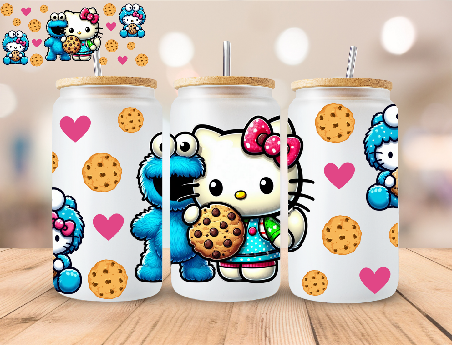 Cookie Kitty - 16 oz / 20 oz Libby UV DTF Wrap