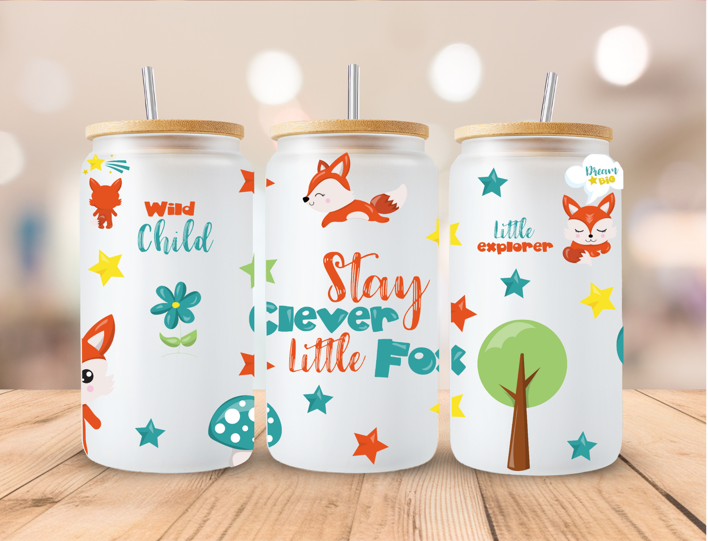 Stay Clever Little Fox - 16 oz / 20 oz Libby UV DTF Wrap