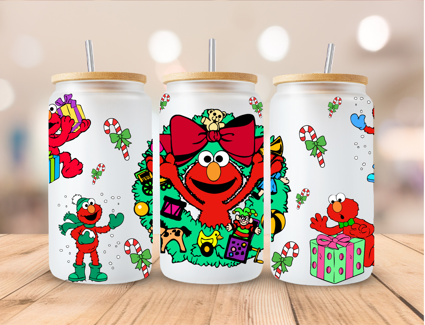 Christmas Sesame Street - 16 oz / 20 oz Libby UV DTF Wrap