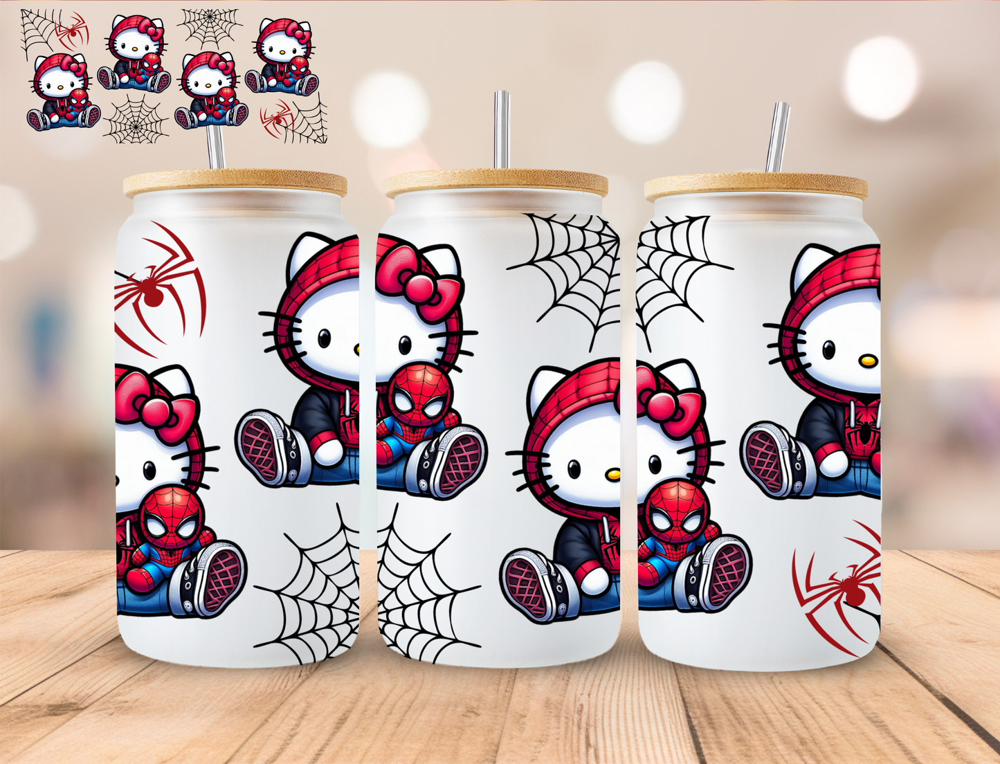 Kitty Spider - 16 oz / 20 oz Libby UV DTF Wrap