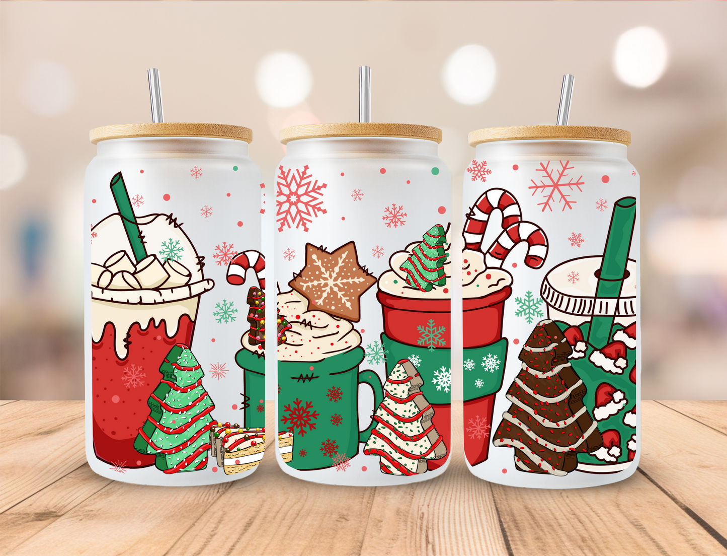 Christmas Coffee - 16oz Libby UV DTF Wrap RTS