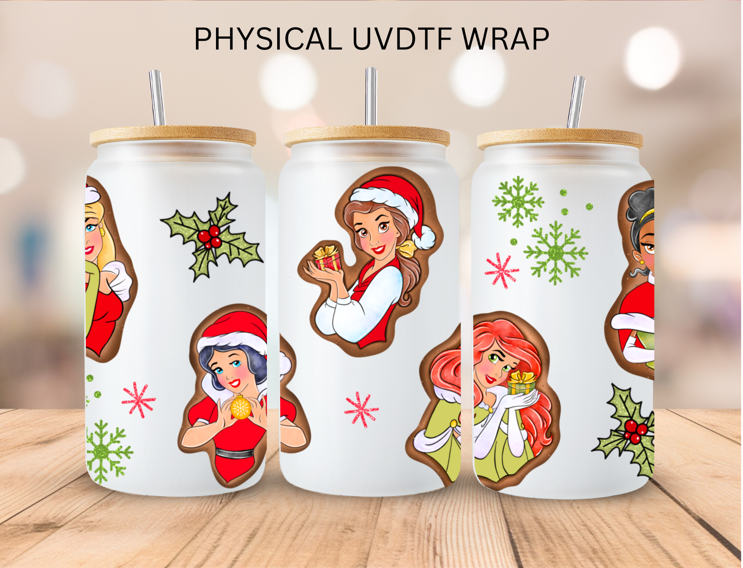 Christmas Princess Cookies - 16 oz / 20 oz Libby UV DTF Wrap
