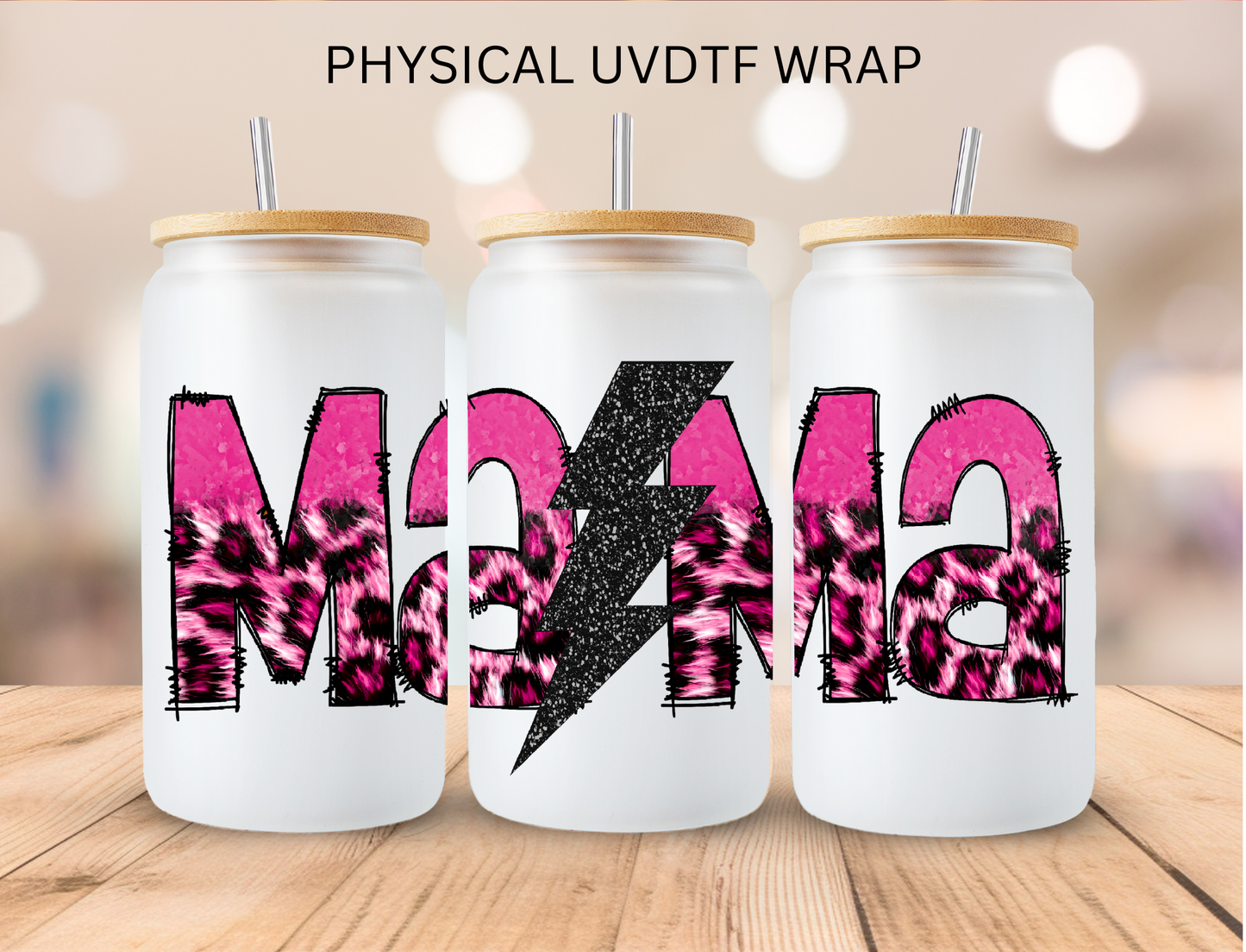 Pink Mama Bolt - 16 oz / 20 oz Libby UV DTF Wrap