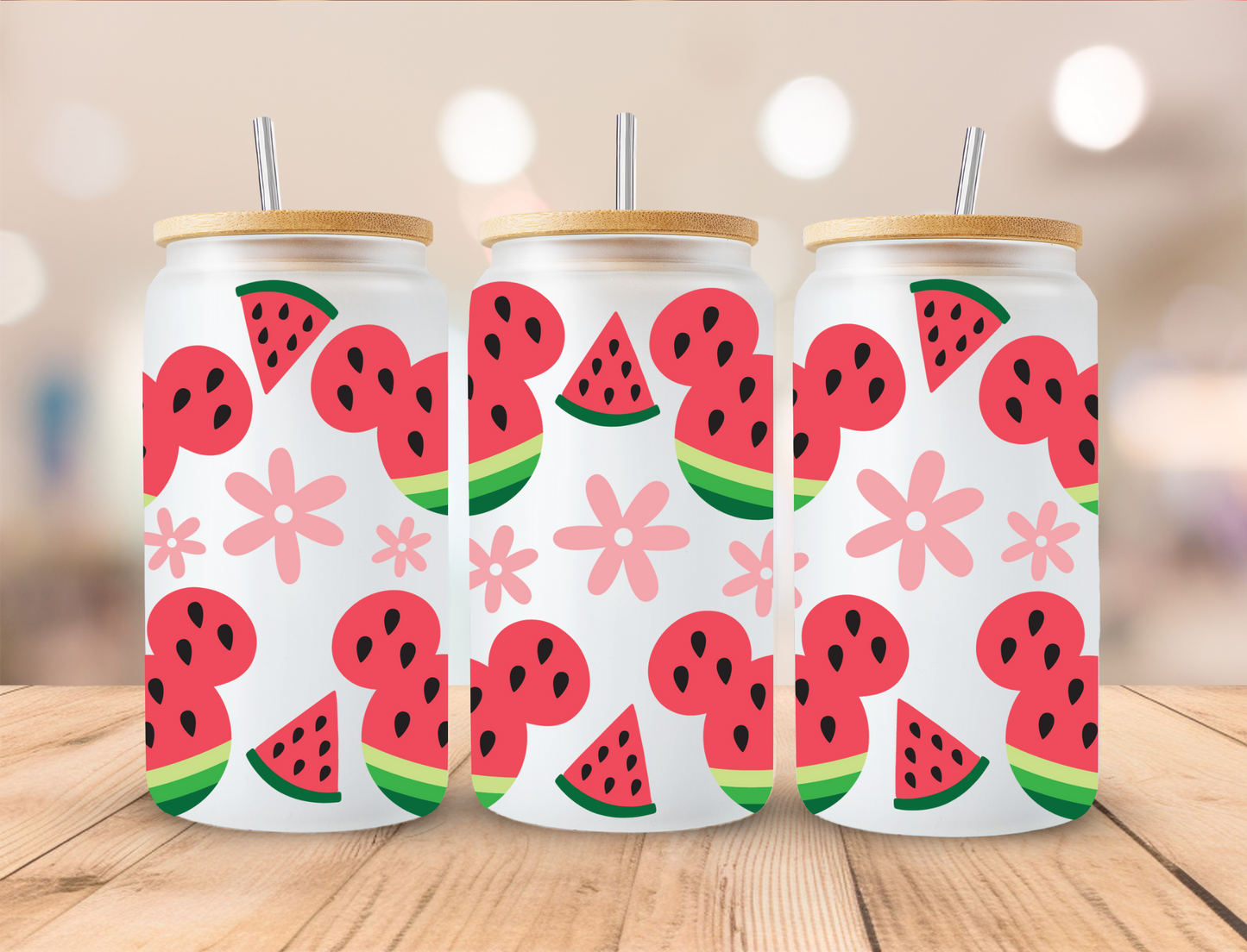 Watermelon Mouse Fruit - 16 oz / 20 oz Libby UV DTF Wrap