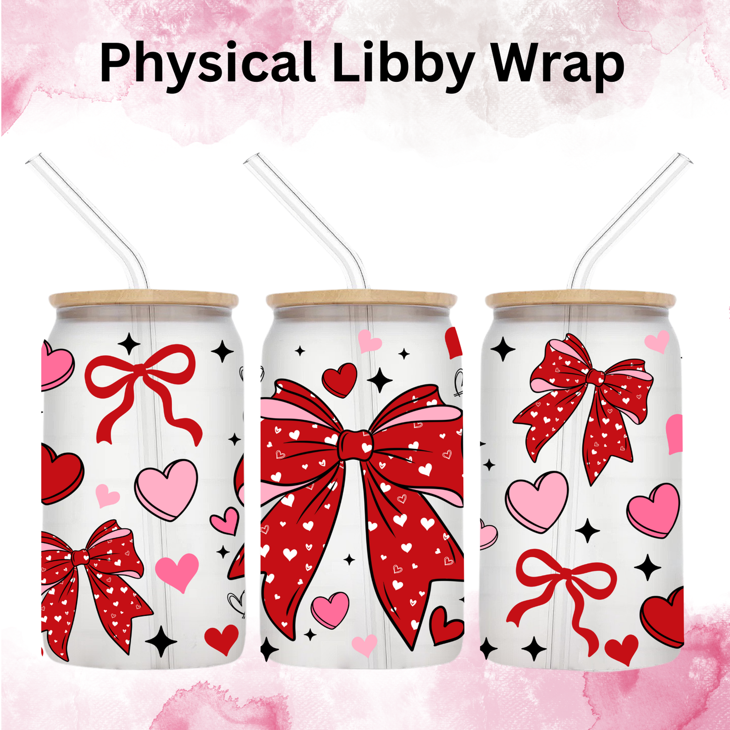 Valentines Red Coquette Bows - 16 oz / 20 oz Libby UV DTF