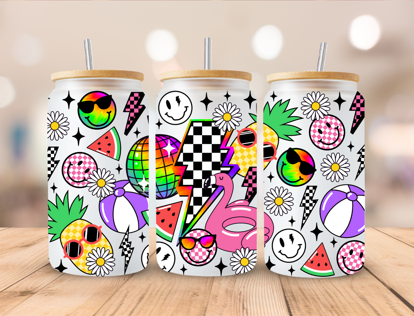 Retro Summer - 16 oz / 20 oz Libby UV DTF Wrap