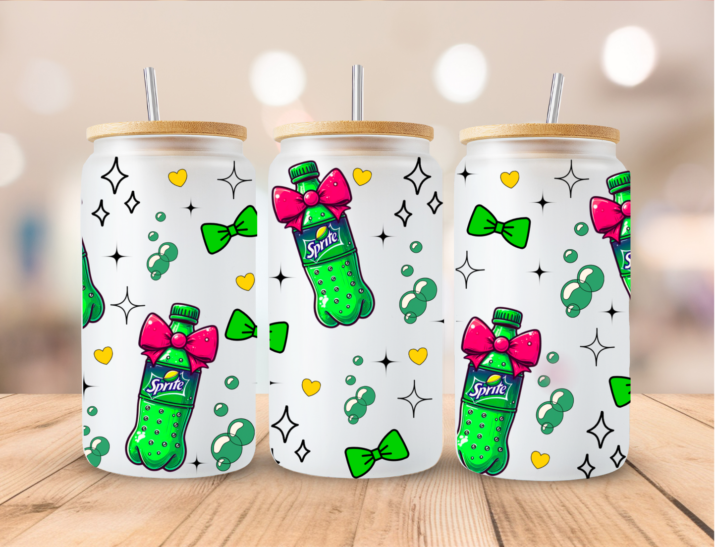 Soda Sprite W Bow - 16 oz / 20 oz Libby UV DTF Wrap