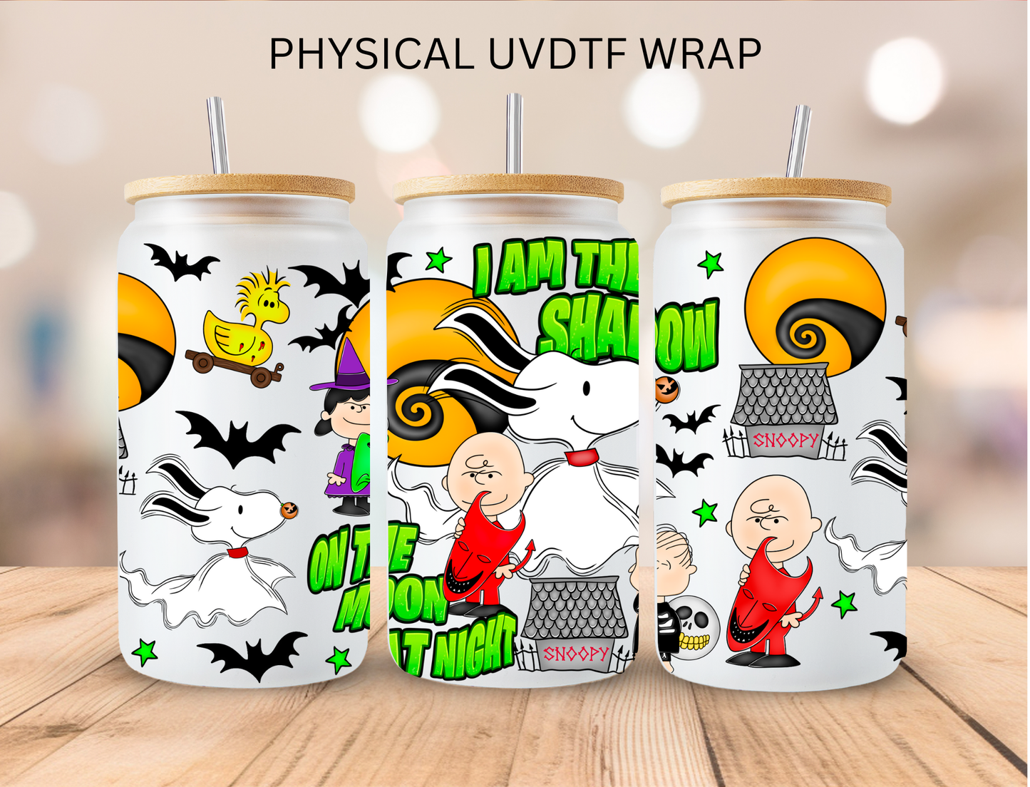 Halloween Peanut Dog I Am The Shadow - 16 oz / 20 oz Libby UV DTF Wrap