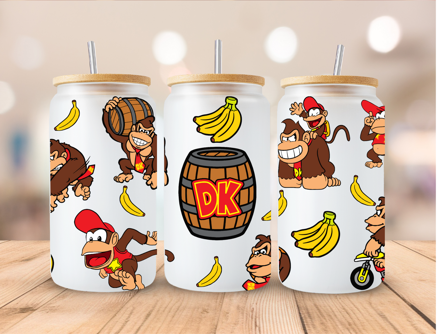 Donkey Kong Video Game - 16 oz / 20 oz Libby UV DTF Wrap