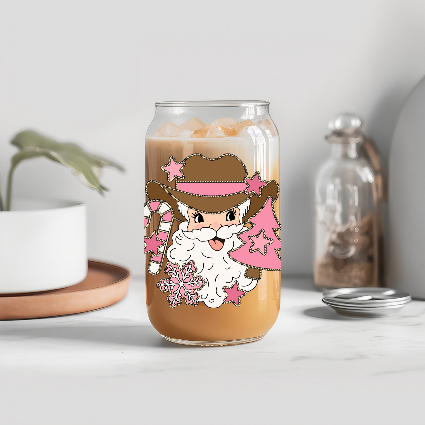 Christmas Pink Santa - UVDTF decals