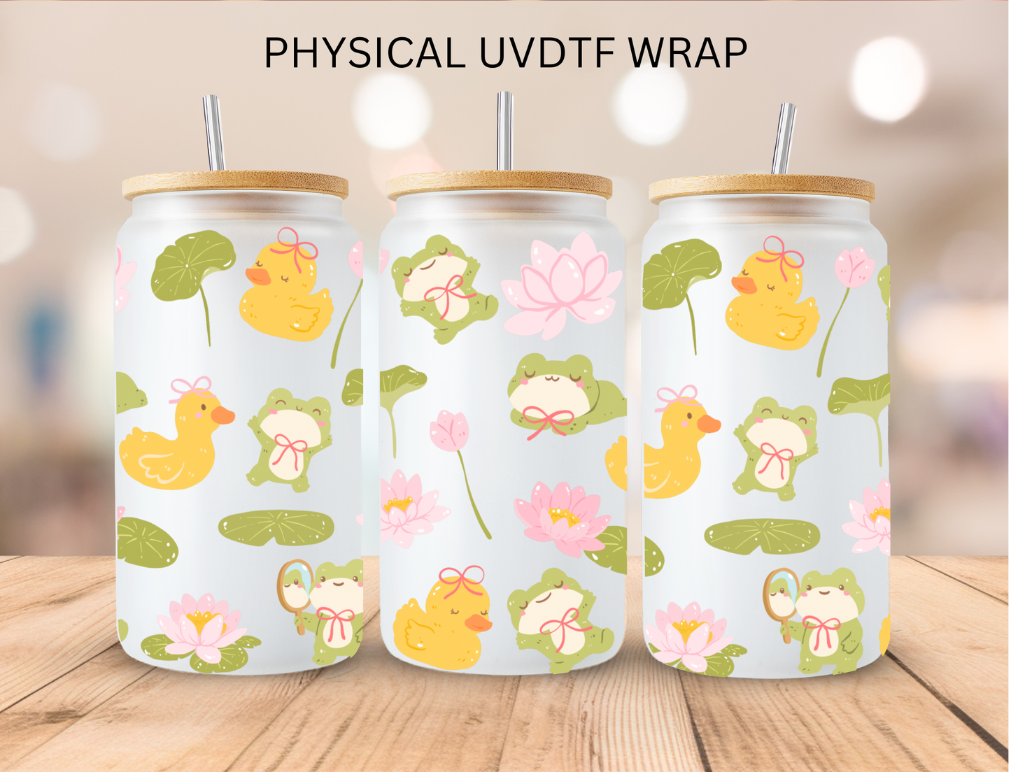 Ducks And Frogs - 16 oz / 20 oz Libby UV DTF Wrap