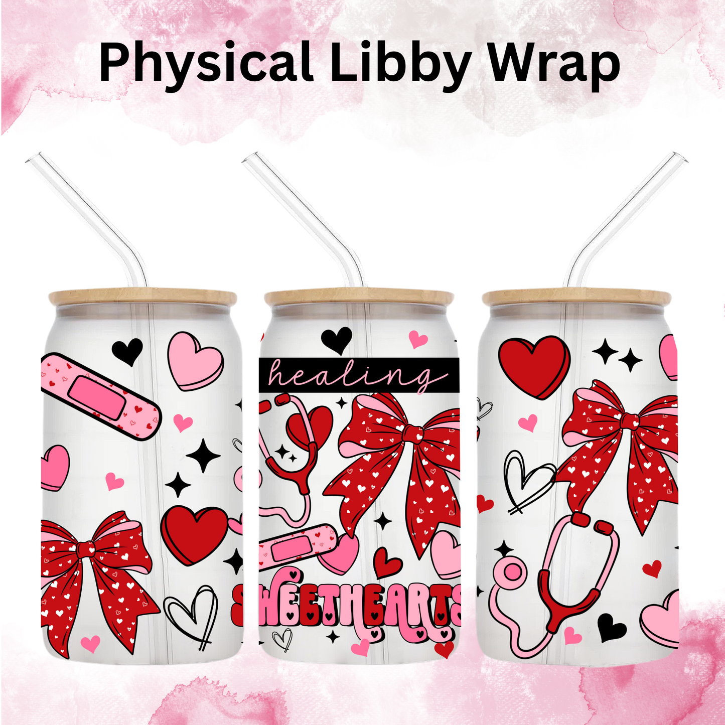 Valentines Red Coquette Bows Nurse - 16 oz / 20 oz Libby UV DTF