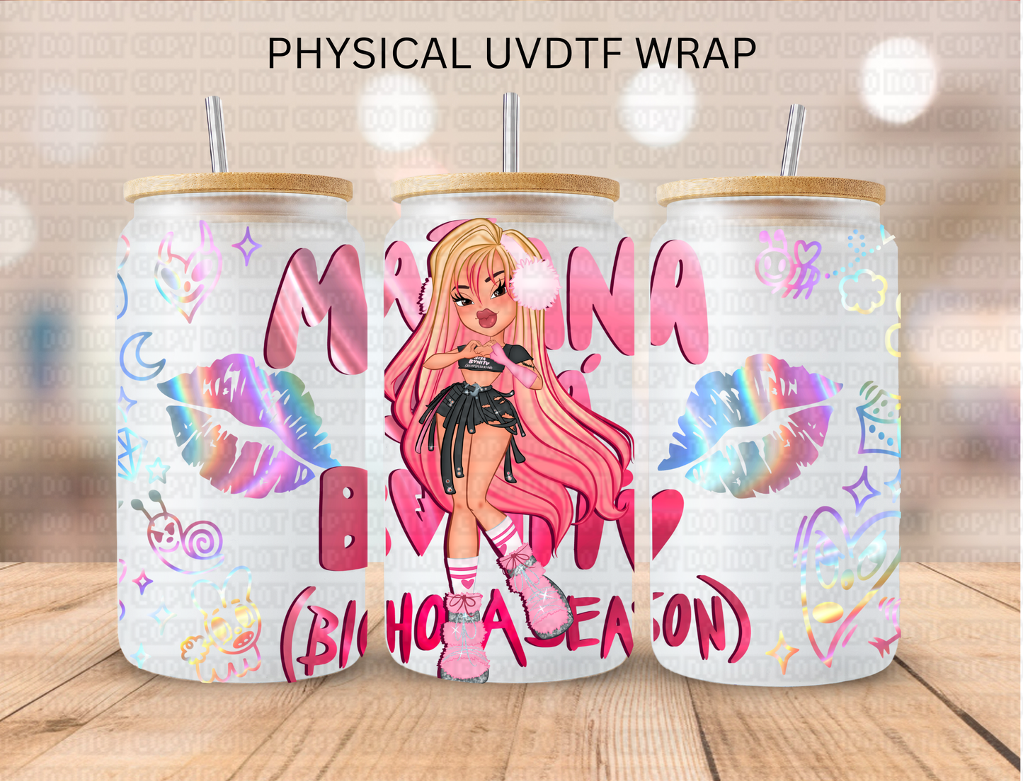 Karol G Holo Lips - 16 oz / 20 oz Libby UV DTF