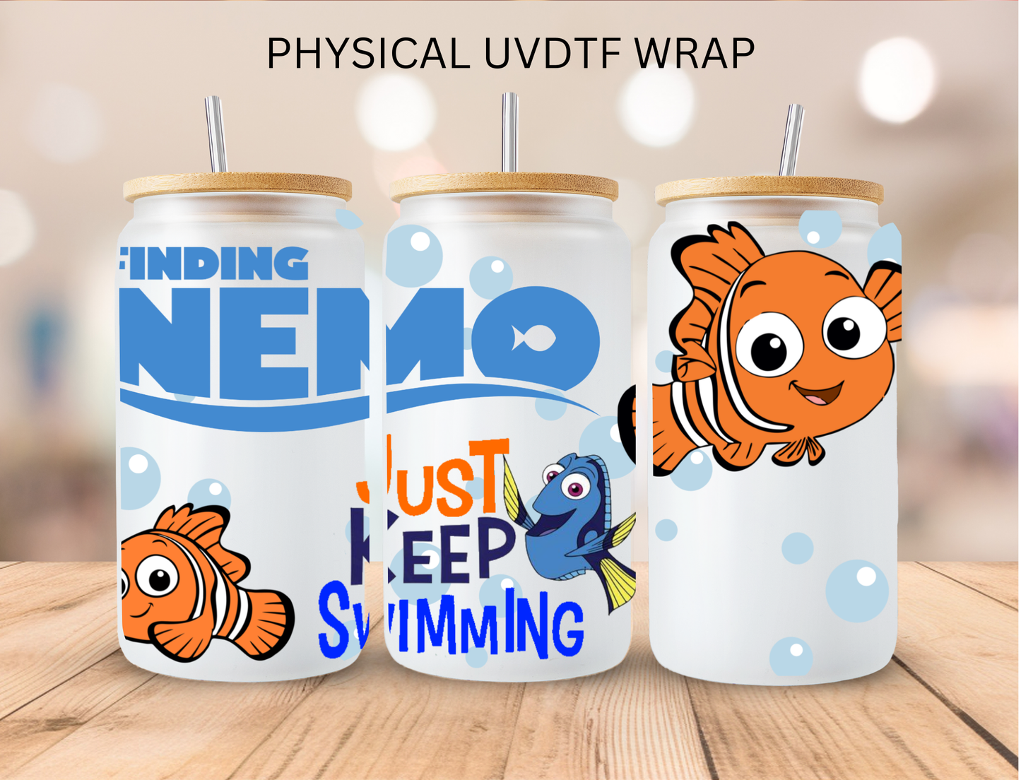 Finding Fish Just Keep Swimming - 16 oz / 20 oz Libby UV DTF