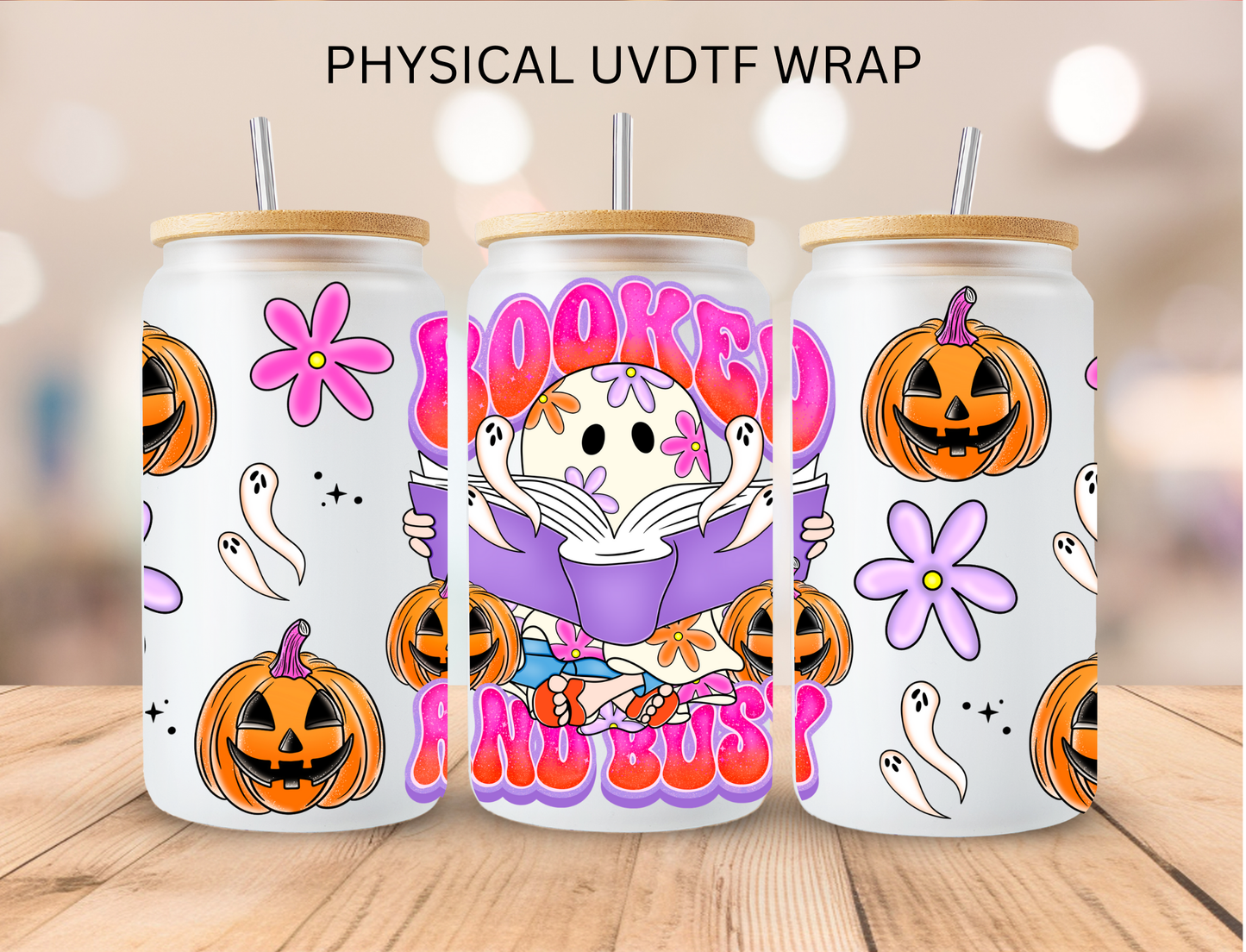 Halloween Booked And Busy - 16 oz / 20 oz Libby UV DTF Wrap