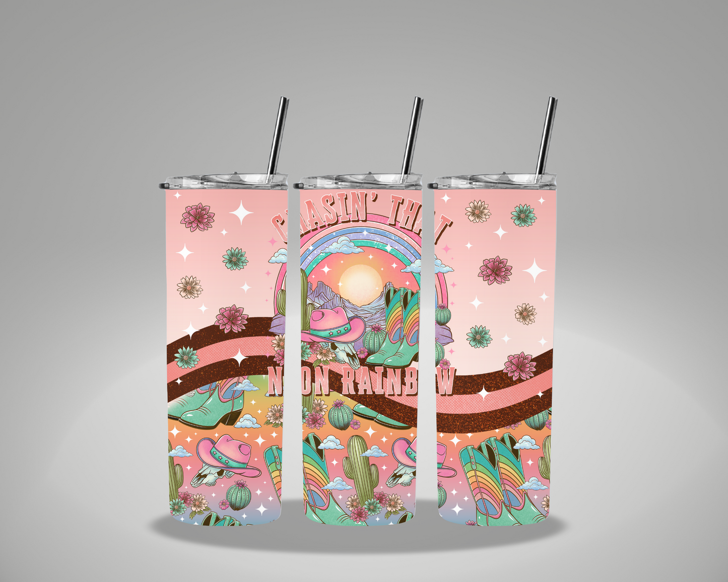 Chasin That Neon Rainbow - 20oz Skinny Tumbler Wrap GRAVITEE EXCLUSIVE