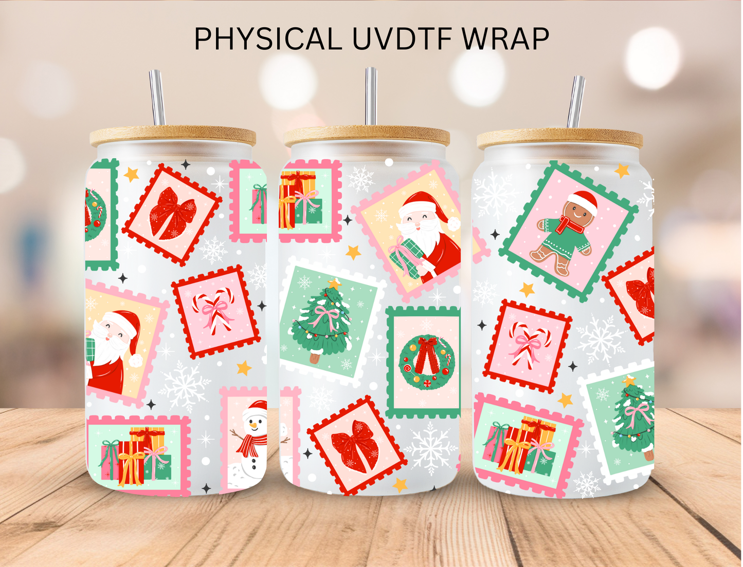 Christmas Square Stamps - 16 oz / 20 oz Libby UV DTF Wrap