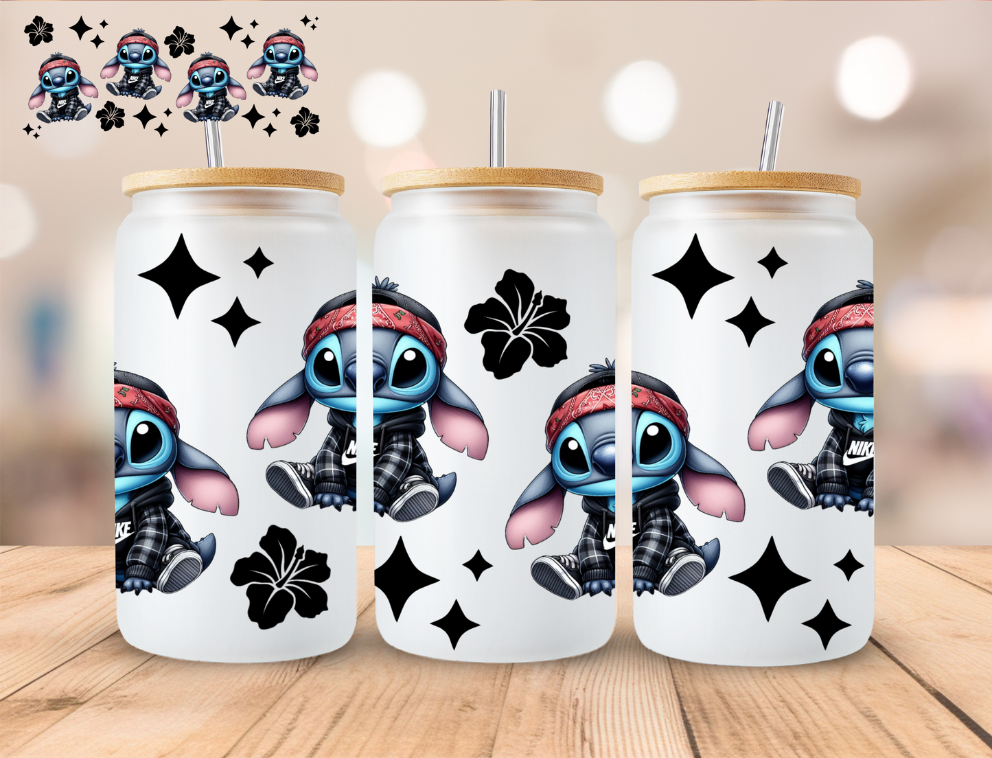 Blue Alien W/ Swag - 16 oz / 20 oz Libby UV DTF Wrap