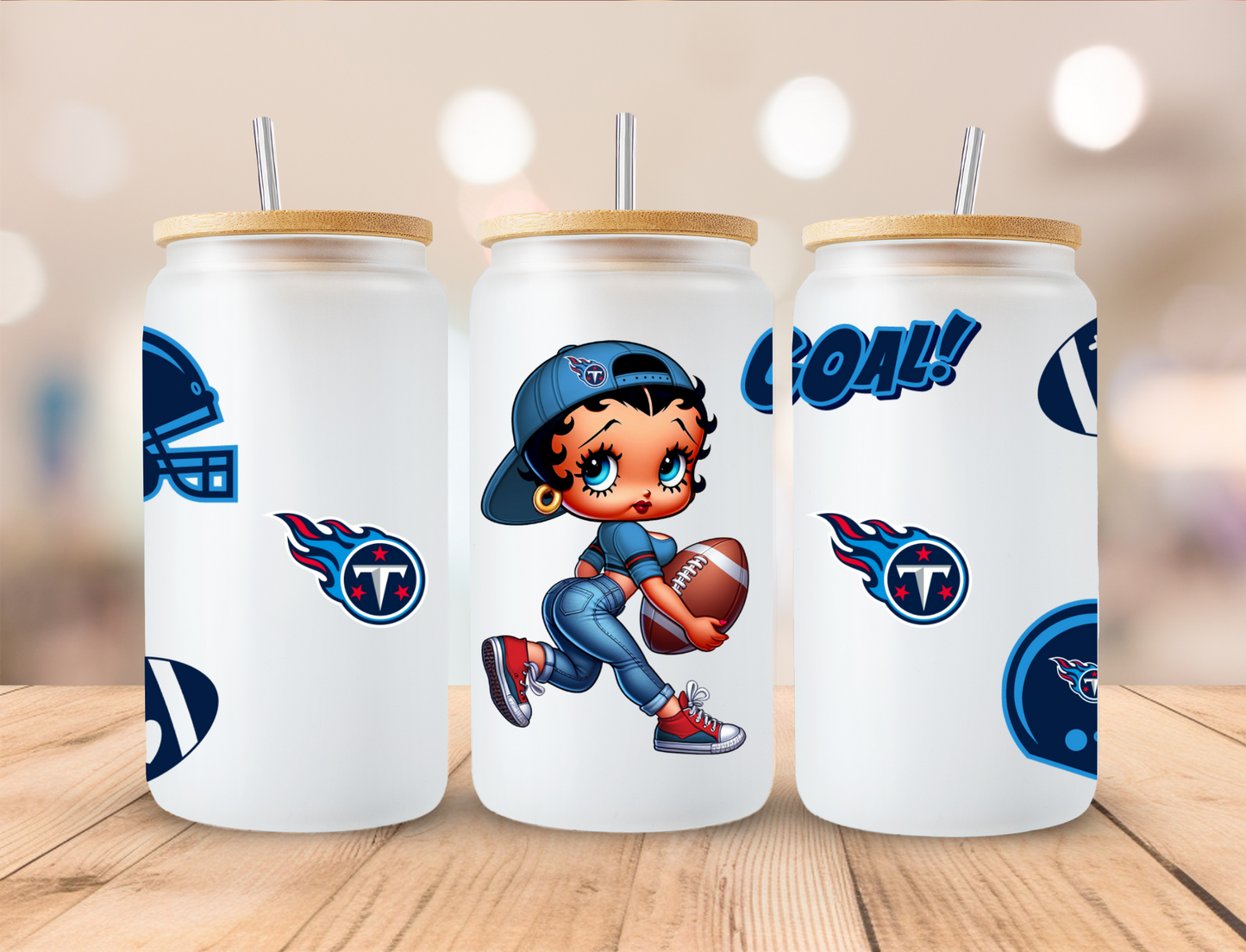 Footballs Titans Boop - 16 oz / 20 oz Libby UV DTF Wrap